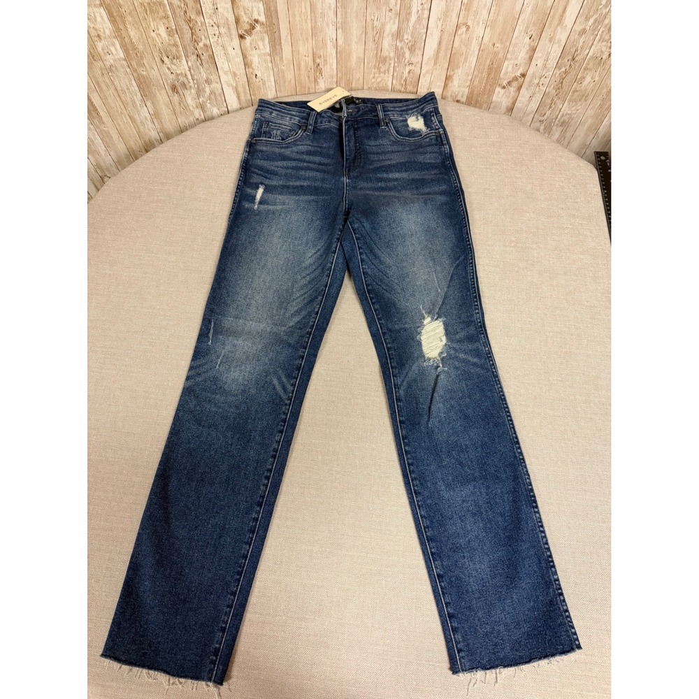 Kut from the Kloth Chrissie Fab Ab High Rise Straight Leg Distressed Jeans  8